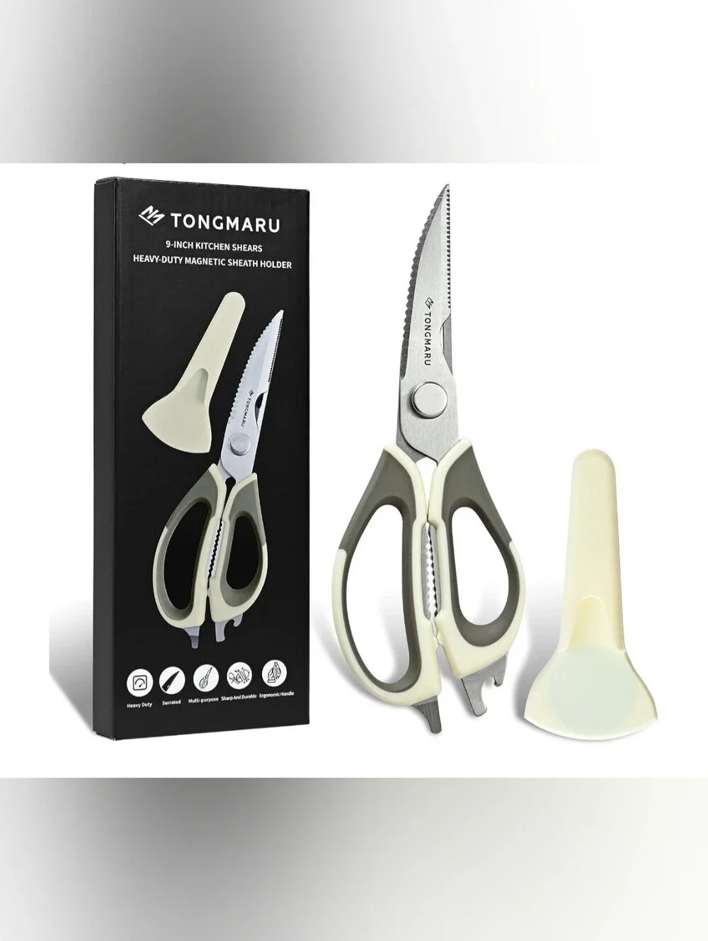 Tongmaru Cream & Gray Kitchen Shears - Multi-Purpose Heavy Duty Scissors